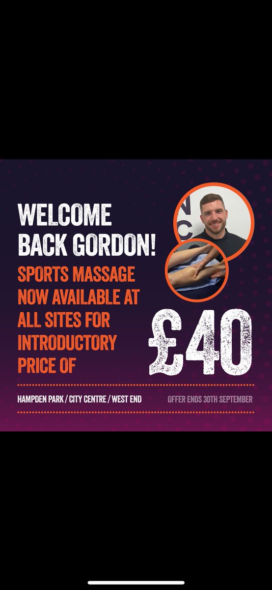 Hampden Sports Clinic (@hampdensports) on Twitter photo City Centre Massage available <a href="/UniStrathclyde/">University of Strathclyde</a> <a href="/StrathSport/">Strathclyde Sport</a> from Wednesday 9th July at discounted rate of only £40. Book now hampdensportsclinic.com/booking/online… City Centre Massage available <a href="/UniStrathclyde/">University of Strathclyde</a> <a href="/StrathSport/">Strathclyde Sport</a> from Wednesday 9th July at discounted rate of only £40. Book now hampdensportsclinic.com/booking/online…