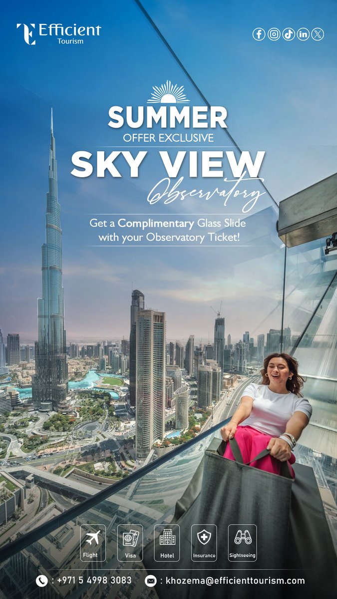"Step into the sky and see Dubai like never before."
🌐: efficienttourism.com
📞: +971 4226 9486
📧: info@efficienttourism.com