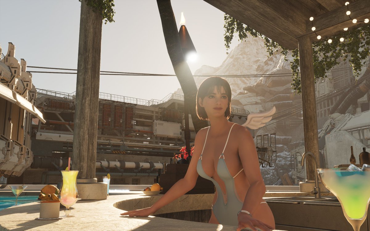 idlemo_bun's tweet image. I thought I'd hate the new hairstyle but I DO love it!! Hailey's swimsuit in general is so lovely!😭💘
also from now on staying at the bar is my favorite spot! I wish I could enable a photo mode during pool interactions🥺
also wtf on the last screenshot, people have no shame 😂💦
