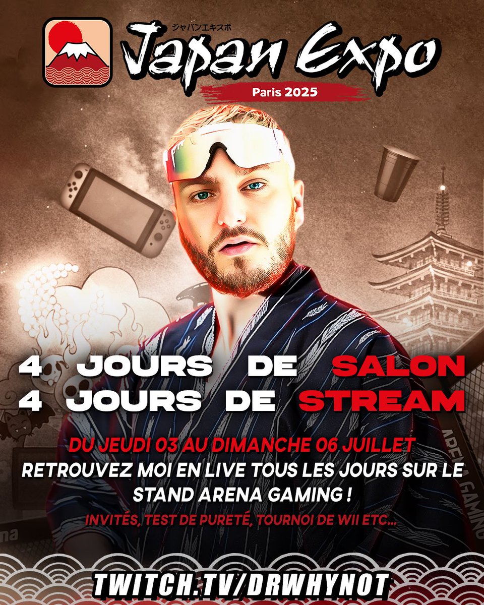 Dr_Why_Not's tweet image. Si vous voulez passer voir le live ça se passera à l' @OctogoneGaming de la @japanexpo
Surveillez Twitch sur twitch.tv/drwhynot