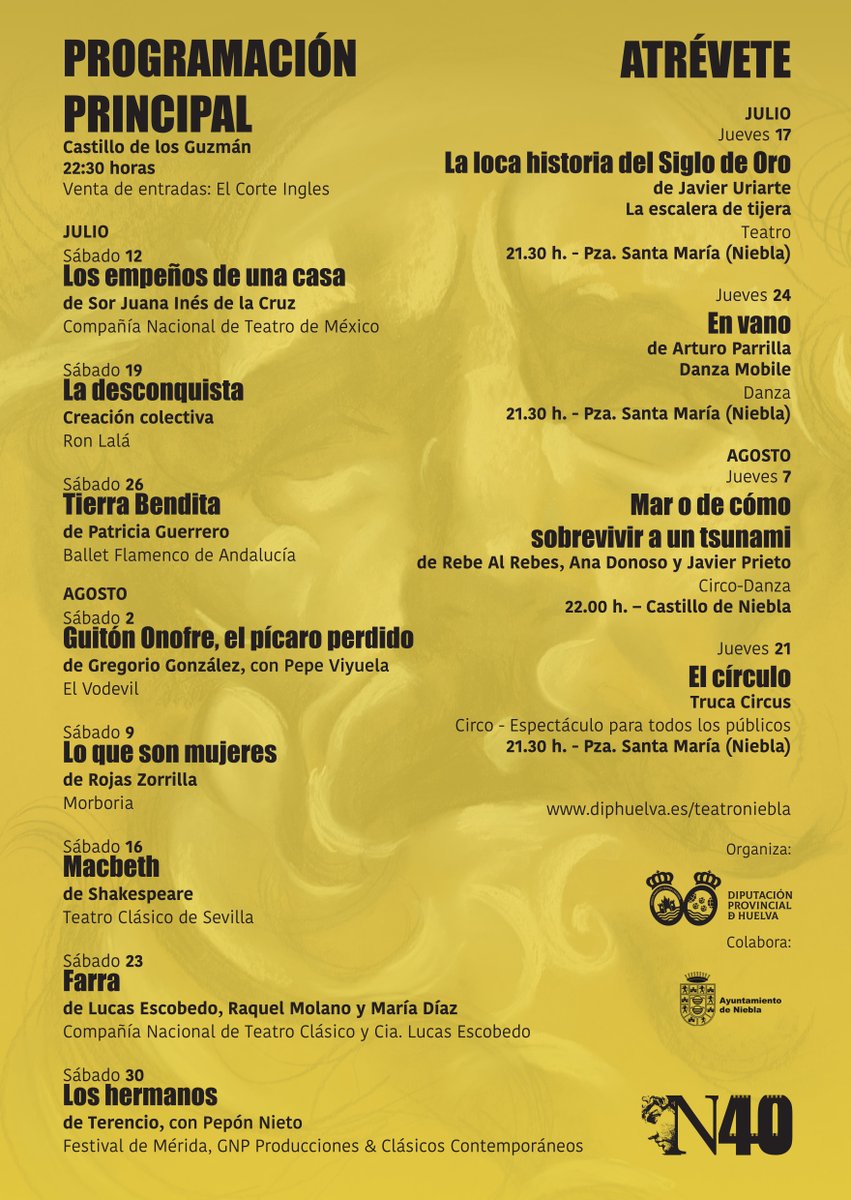 DipuHU's tweet photo. 🎭 El #sabado #12julio abre el telón el 40 #FestivaldeTeatroyDanza #CastillodeNiebla
➕ℹ️ #Programación y #ventadeentradas
🏰🎭 https://t.co/5gOZ9EWeI9 https://t.co/7dBQc8vpSs