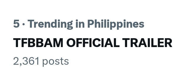 teamanjiuniv's tweet photo. 5th Spot and UP!!

TFBBAM OFFICIAL TRAILER

#AnjiSalvacion @anjisalvacion
#CandiceGonzales
#TheFourBadBoysAndMe
#JeyDice @starmagicphils https://t.co/7DY0MqVC00