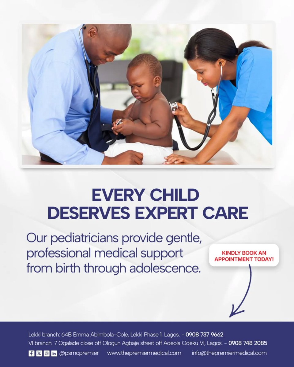PSMCpremier's tweet photo. Your child’s health deserves more than just routine care; it deserves the right attention, at the right time, by the right hands.

At Premier Specialists’ Medical Centre, our pediatric care team is committed to supporting your little one’s health from day one. https://t.co/gdCOQrZgf4