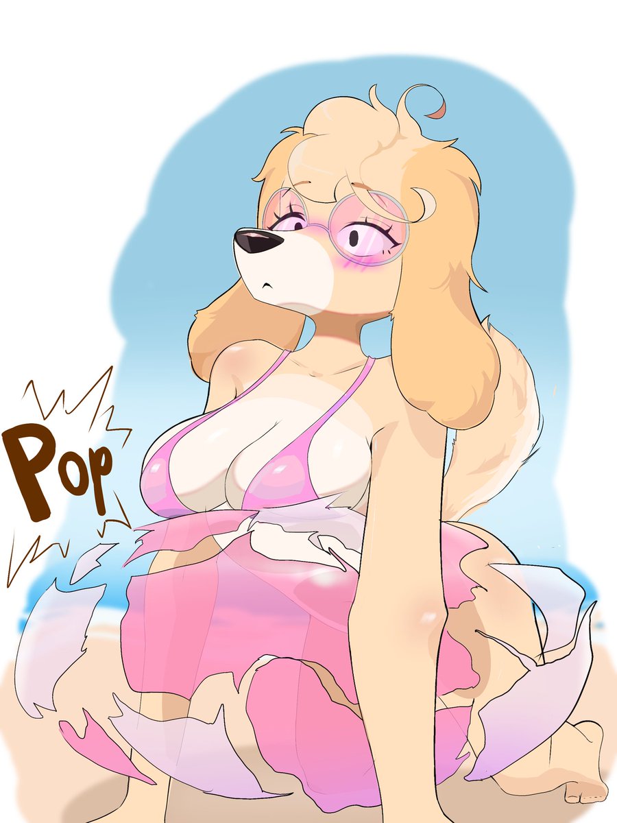 PT. 2: “…Okay, maybe it did mind.” 😳💥 
#furry #furryart #furrygirl #swimsuit #beachball #inflatable