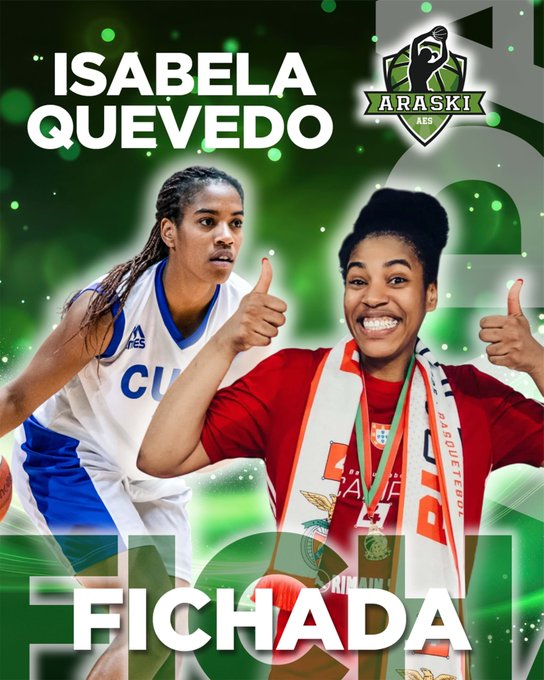 🚨  OFICIAL 🚨

Isabela Quevedo es nueva jugadora de <a href="/Araski/">Araski AES</a>  🟢⚪️
La ala pívot cubana llega con su talento, energía y proyección para reforzar el interior del equipo vitoriano en la #LFEndesa.
Procede del campeón portugués; Benfica.

13 PTS | 8.1RBS | 15.3 VAL

🔥 ¡Ojo con ella