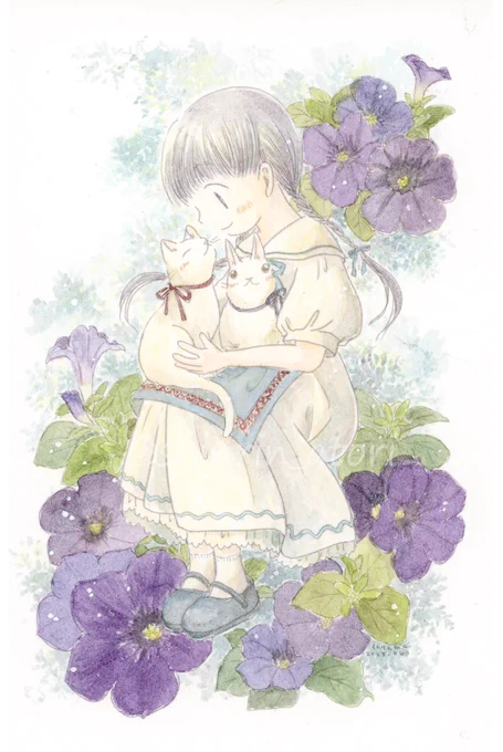 「ずっと一緒にいようね」 透明水彩・ウォーターフォード・デジタル主線 #刻忘れの花