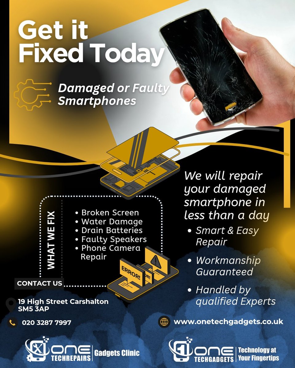 OneTechGadgets's tweet image. ☀️ Start July with a smooth device!
📱 Walk into our #Carshalton store for quick phone screen replacements today!

#ScreenRepair #phonerepair #BrokenScreenFix #Laptoprepairs