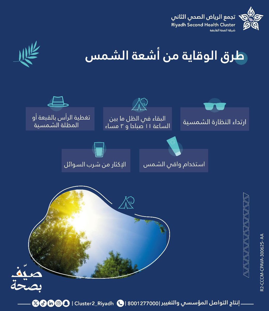 للوقاية من أشعة الشمس ☀️ 

#صيف_بصحة
#تجمع_الرياض_الصحي_الثاني