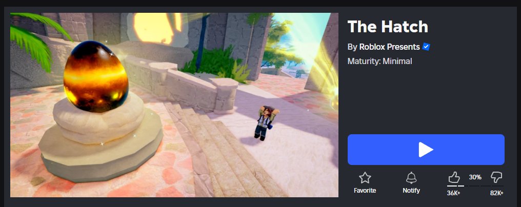 WaxinyYT's tweet image. the like ratio is crazy
#ROBLOX #robloxthehatch