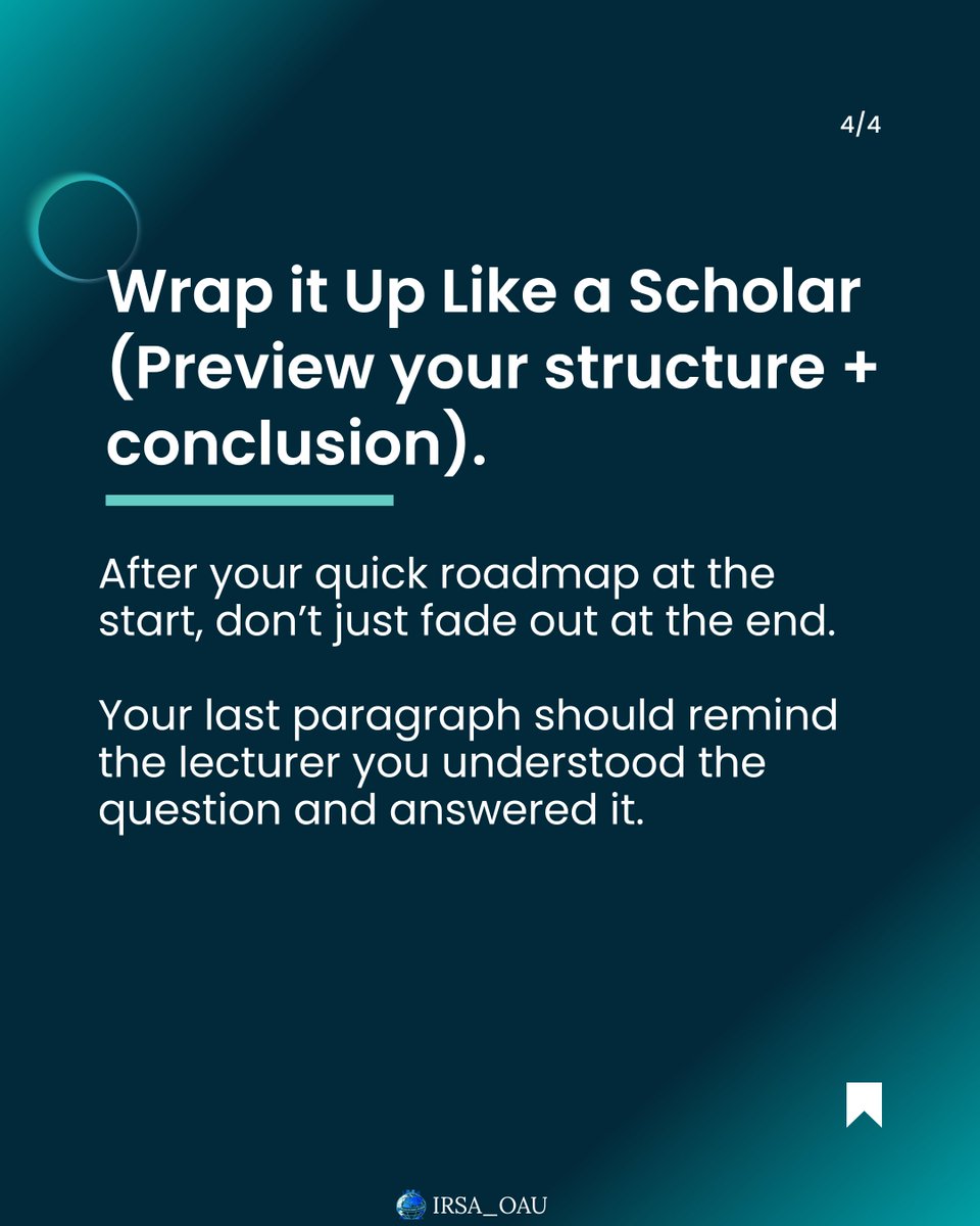 D_IRSA_OAU's tweet photo. It’s exam season and you're staring at the question like “bestie what do you want from me?”😭

Your intro sets the tone.Start strong, stay clear, and give your lecturer something to actually mark.

Swipe through for how to actually answer what they’re asking.

#OAUTwitter #exam https://t.co/oZsEK8QB6u