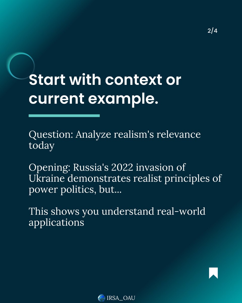 D_IRSA_OAU's tweet photo. It’s exam season and you're staring at the question like “bestie what do you want from me?”😭

Your intro sets the tone.Start strong, stay clear, and give your lecturer something to actually mark.

Swipe through for how to actually answer what they’re asking.

#OAUTwitter #exam https://t.co/oZsEK8QB6u