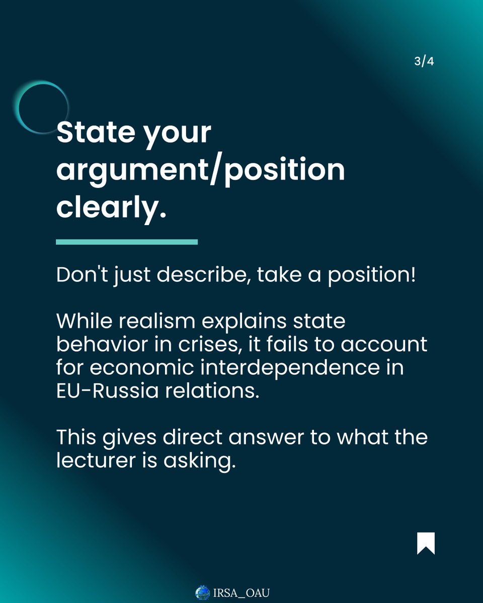 D_IRSA_OAU's tweet photo. It’s exam season and you're staring at the question like “bestie what do you want from me?”😭

Your intro sets the tone.Start strong, stay clear, and give your lecturer something to actually mark.

Swipe through for how to actually answer what they’re asking.

#OAUTwitter #exam https://t.co/oZsEK8QB6u