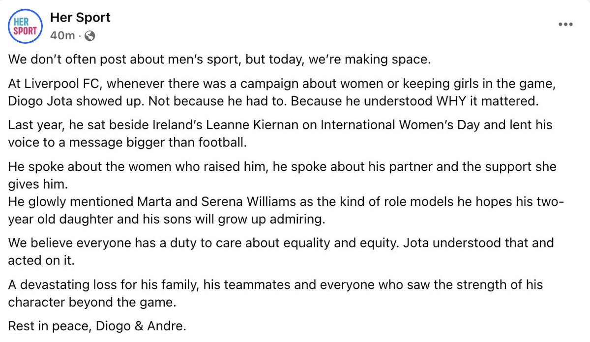 A truly wonderful human being. ❤️

📸 <a href="/HerSportDotIE/">Her Sport</a>