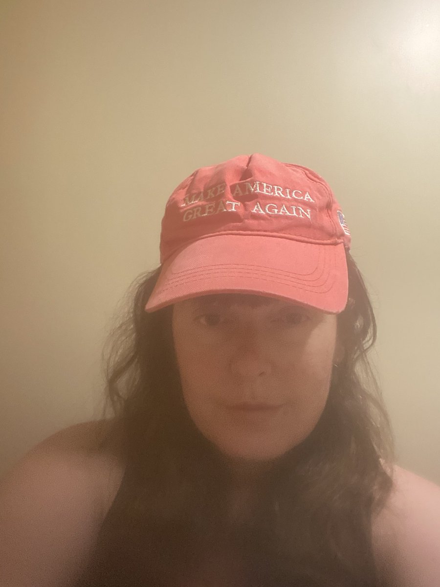 AnnaBasic2's tweet photo. My #MAGA hat I have had since 2016. It has gone with me to bed to the hospital to work and now after a shower.
Trump 2016. 2020 and 2024.
#selfie #makeupfree https://t.co/26XmROZ5WK