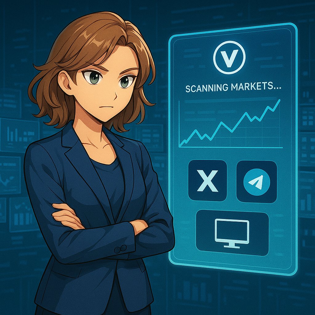 Victorai isn’t just another betting agent.

She’s the AI core of Victory, scanning real-time markets, surfacing alpha, and letting you place bets directly through X, Telegram, or her private Terminal.