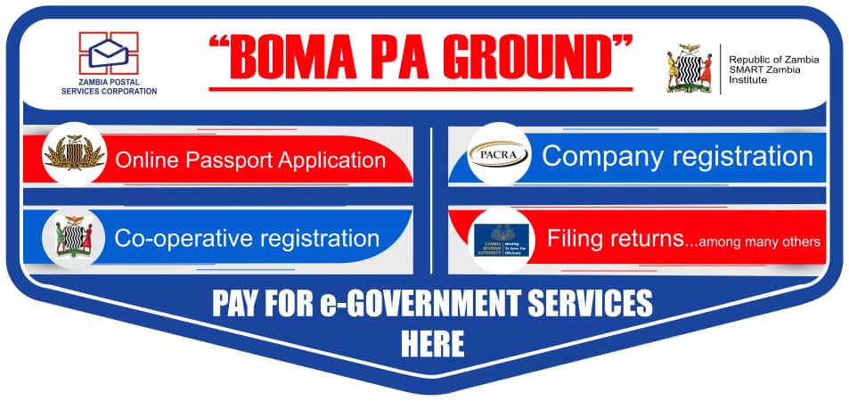 We have brought boma pa ground.

Visit our stand at the Zambia International Trade Fair and experience Government e-Services.

#Zampost 
#servingeveryoneeverywhere