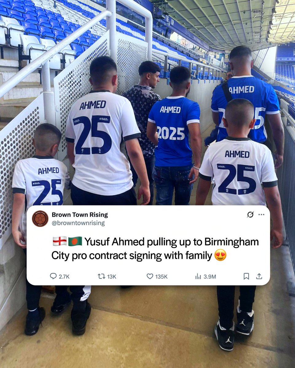 🏴󠁧󠁢󠁥󠁮󠁧󠁿🇧🇩 Yusuf Ahmed pulling up to his Birmingham City professional contract signing with the proud support of his family.

Love to see it for the Bangladeshi heritage player 😍

#bcfc #bangladeshfootball