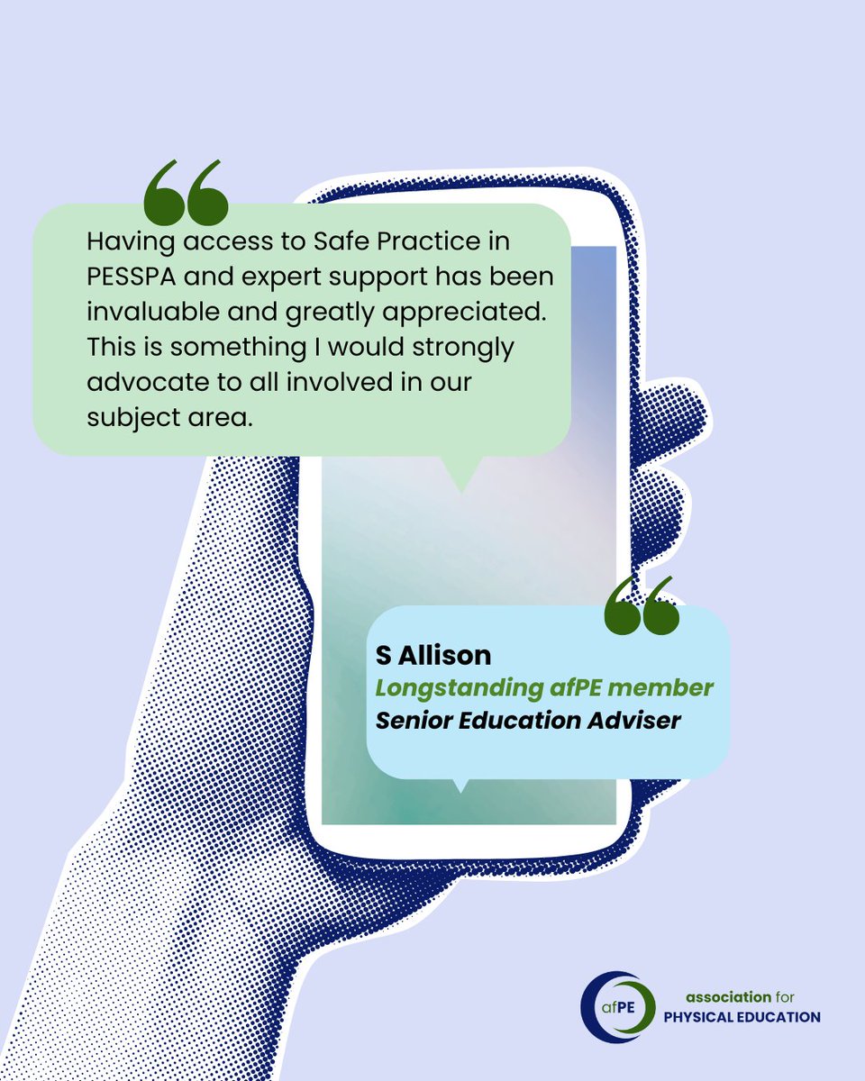 afPE_PE's tweet photo. ✅We are here to help you feel fully equipped to deliver a high-quality, safe and inclusive PE curriculum.

See what one of our longstanding members had to say...⬇️

Looking for support? Get in touch!

📩enquiries@afpe.org.uk

#FutureOfPE https://t.co/ndR5snnaTJ