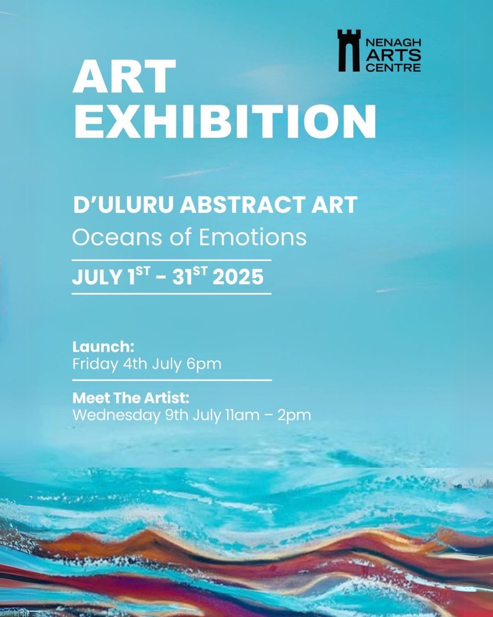 One more day until the launch of ou July exhibition - 'Oceans of Emotions', a collection by Deirde Ní Fhaoilleacháin aka D'Uluru. 🌊
Deirdre will also be hosting a 'meet the artist' opportunity on Wednesday, July 9th at 11:00am to 2pm! ☀️