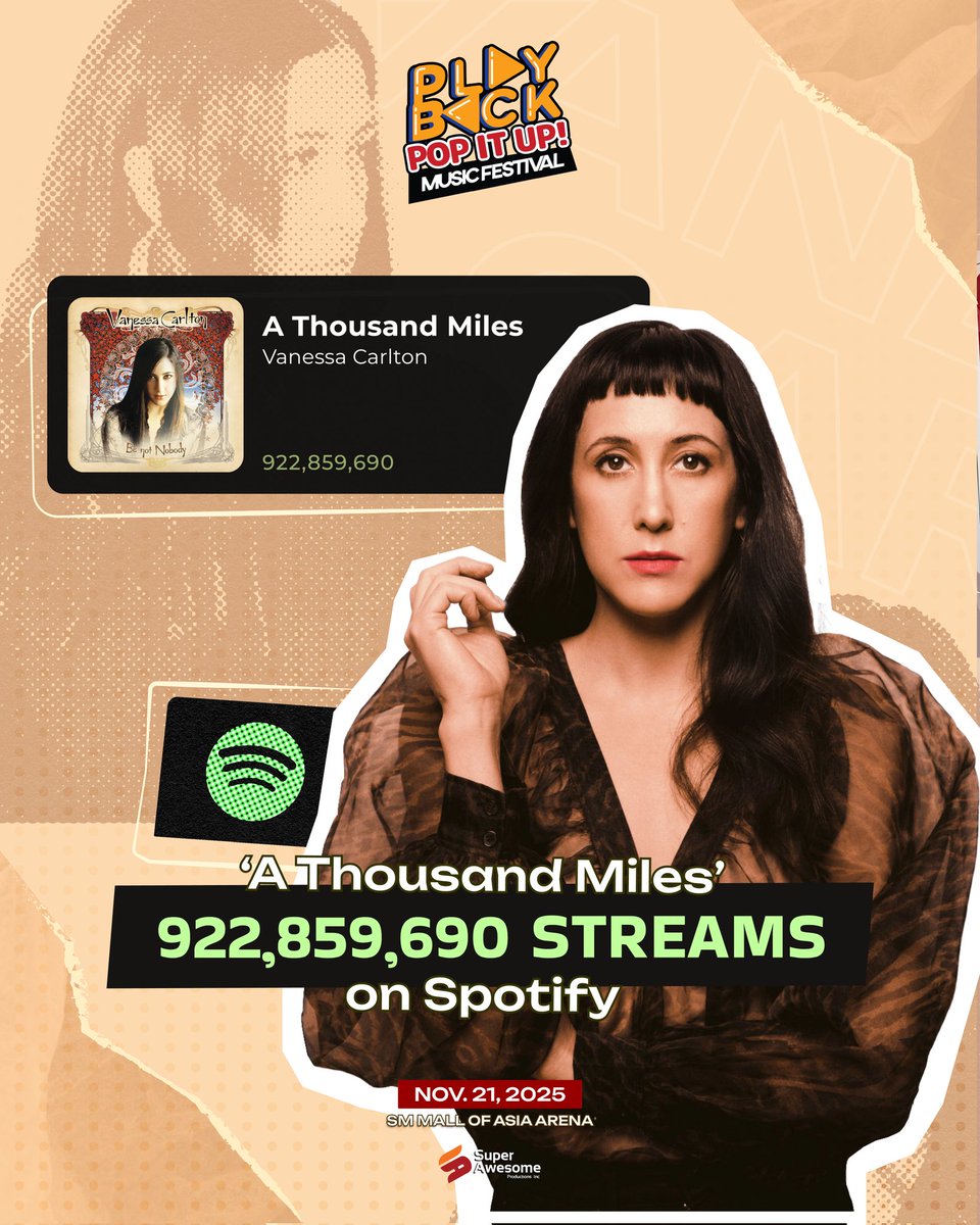 playback_fest's tweet image. There’s a reason “A Thousand Miles” remains one of the most beloved piano-driven pop songs of all time!

Catch Vanessa Carlton at the Playback Pop It Up Music Festival — with Blue and David Archuleta!

Get your tickets now! smtickets.com/events/view/14…

#PlaybackMusicFestival #PopItUp