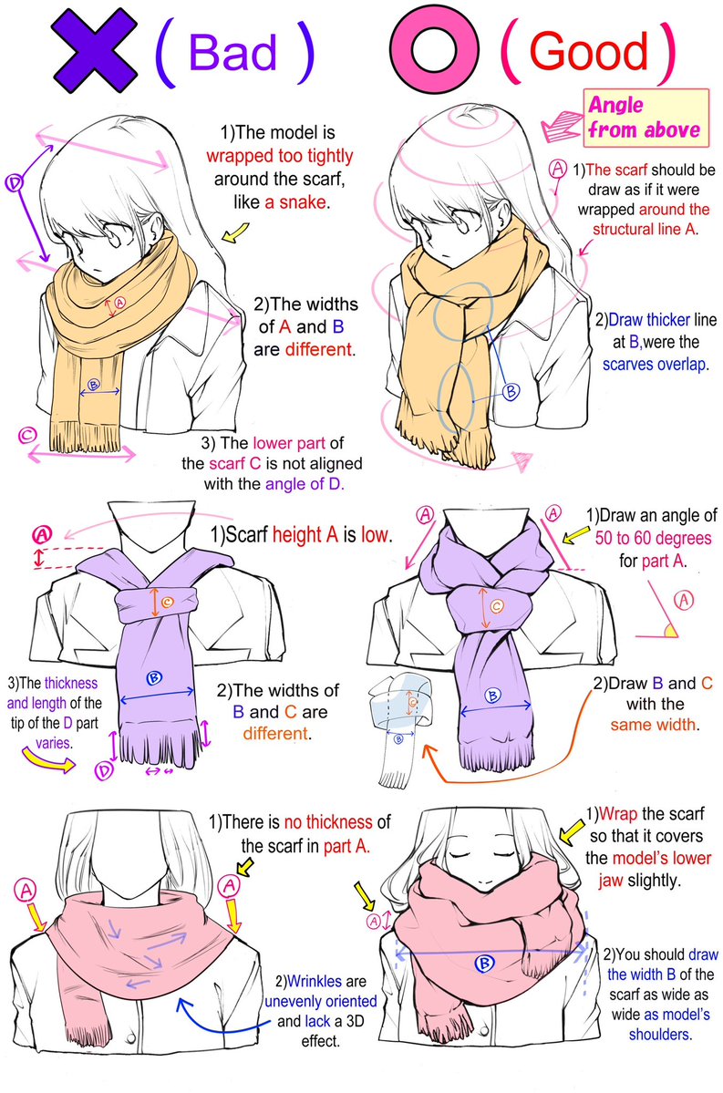 How to draw a cute scarf.