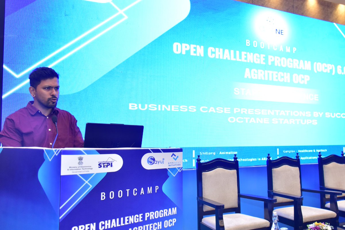 Successful #Startups under OctaNE presenting #Tech solution and business growth journey at Bootcamp for Open Challenge Program 6.0 &amp; Agritech OCP of STPI  OctaNE CoEs held on 03/7/2025 at Guwahati. Bootcamp has been physically attended by 55 newly onboarded startups.
<a href="/GoI_MeitY/">Ministry of Electronics & IT</a>