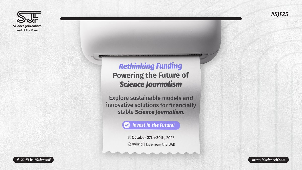 ScienceJF's tweet image. Funding fuels great science journalism! How can we build sustainable models for impactful reporting?
At #SJF25, experts will explore revenue streams, partnerships & strategies for a resilient media future.🌍
🎟️ Don’t miss it: sciencejf.com/shop/
#SJF25 #ScienceJournalism