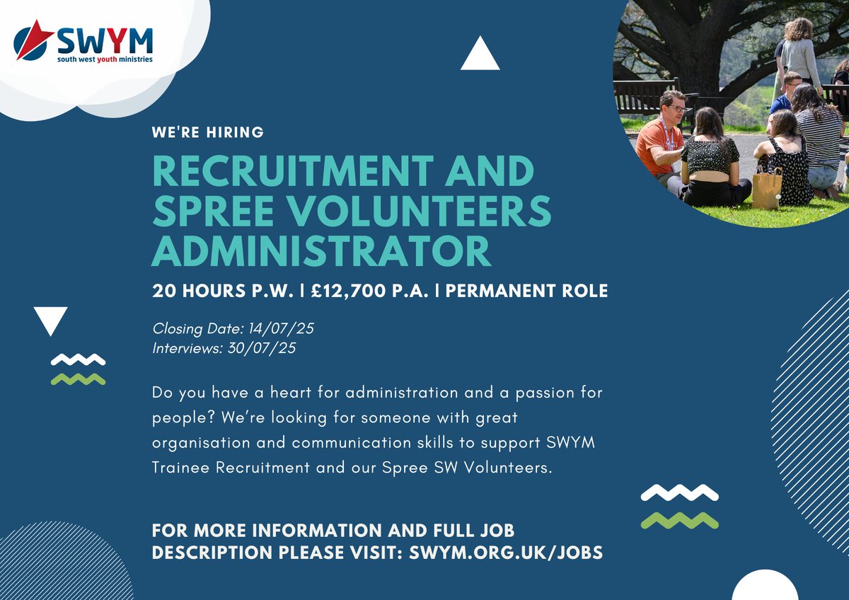💼 Join SWYM as Recruitment &amp; Spree Volunteers Administrator!

Love people, admin &amp; seeing lives transformed? Join us and support trainee recruitment and help make Spree possible.

👉 20 hrs/week | £12,700 p.a.
⏰ Apply by 14 July | Interviews 30 July
🌐 swym.org.uk/jobs