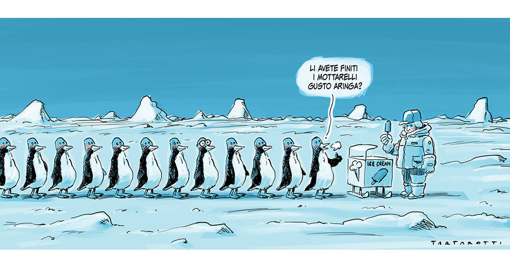 tartaro7's tweet image. Fa caldino. Per rinfrescarvi un pochetto posto un disegno polare coi pinguini.
Funziona, vero?
Come “no”?
#psicologiaclimatizzante #caldo #pinguini