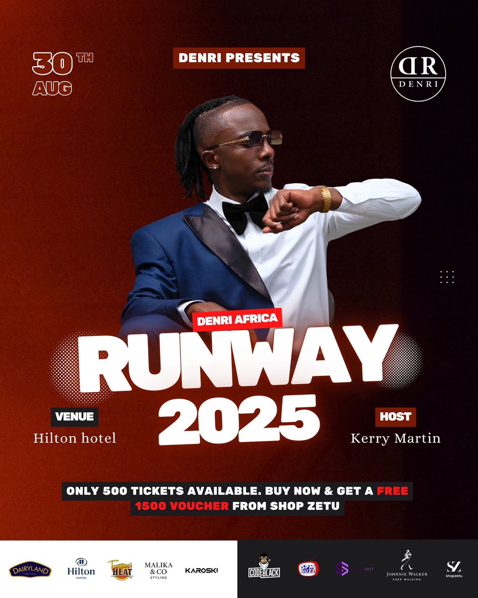 DenriAfrica's tweet photo. 🔥 Kenya’s very own mic king, @MrKerryMartin  is set to light up the runway! 🔥
Catch him as a host alongside the award winning media personality Azeezah at the most anticipated fashion showdown Denri Africa Runway on 30th August! 💥
Big vibes. Big fashion. Big energy. You don’t wanna miss this! 🇰🇪✨

Grab your tickets at https://t.co/RQuYXWMzwf