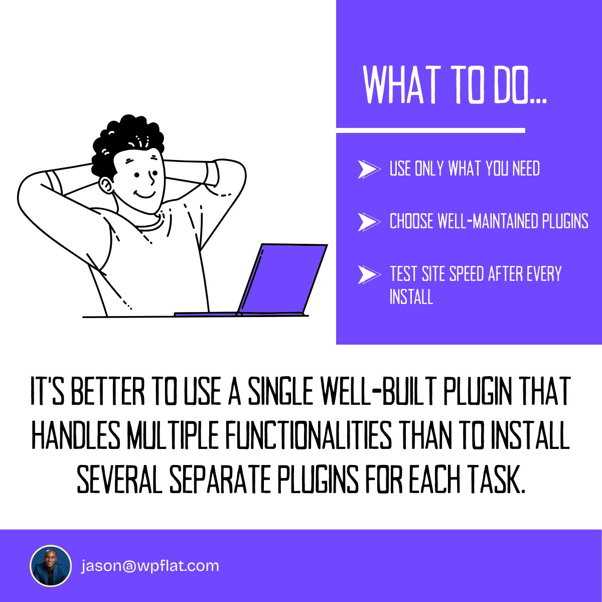Jason_Bruks's tweet photo. The lighter your website, the better.
Use multi-functional plugins instead of installing one plugin per feature, it keeps your site fast and healthy.
#WordPress #WebDesign #WebsiteSpeed #Plugins #WPTips #PerformanceMatters https://t.co/RRnJ8VF3la