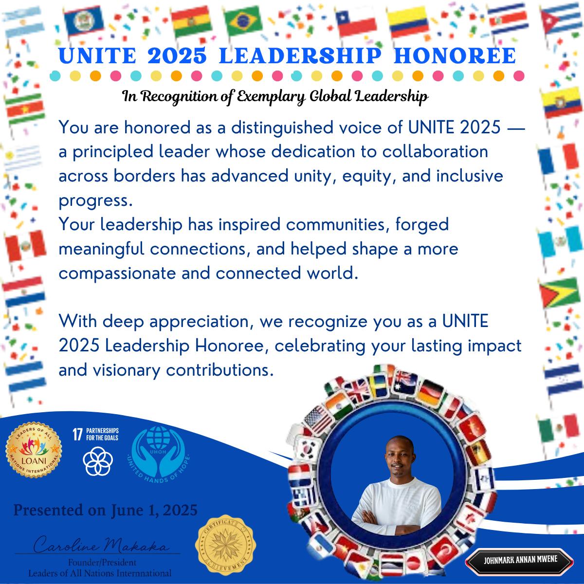 JohnmarkAnnan's tweet photo. 🕊️🇰🇪 Honored and Humbled 🇰🇪🕊️
Grateful to be recognized by Leaders of All Nations International (LOANI) for championing the voice of youth in shaping a peaceful, accountable, and inclusive Kenya. https://t.co/tbVLL6oe18