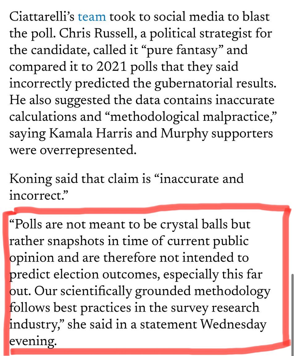 It’s telling that <a href="/EagletonPoll/">RutgersEagleton Poll</a> called my criticism of their trash poll “inaccurate and incorrect” - then failed to specifically rebut anything I said in their word salad defense. Also, <a href="/snietomunoz/">Sophie Nieto-Muñoz</a> - that 2021 polls incorrectly predicted the result isn’t my opinion, it’s a fact.