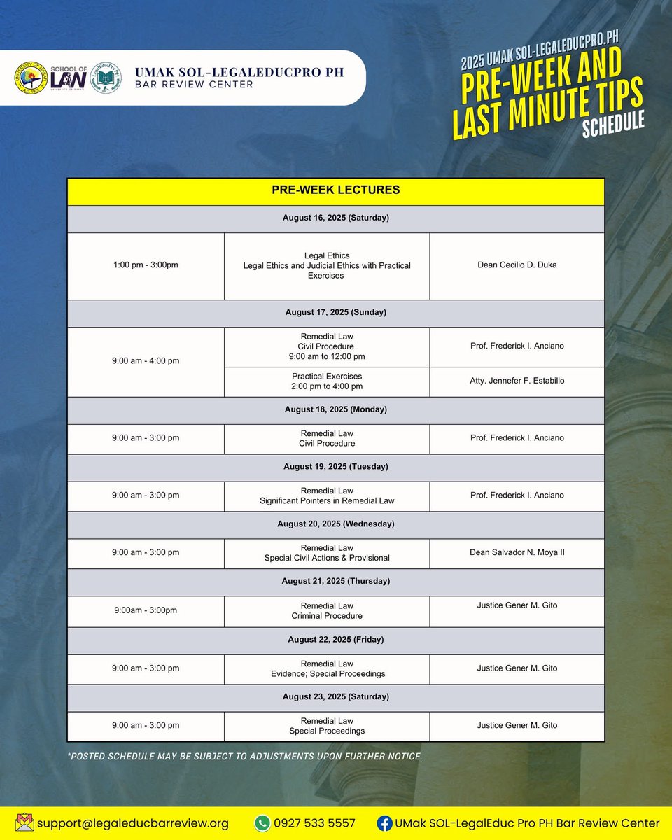 barexamcoach22's tweet image. See you, Bar takers, on August 17 for the Pre-Week Lecture on Practical Exercises!

For more info- facebook.com/share/p/14ezKv…

#YourBarExamCoach
#BarExam