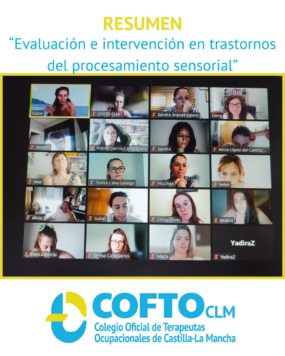 📝 Resumen | Evaluación e intervención en trastornos del procesamiento sensorial 28 de junio
Gracias a Dulce Romero👩‍⚕️ por su compromiso, implicación y gran profesionalidad durante la formación y a todas las personas asistentes 👥 por su participación activa💙💛