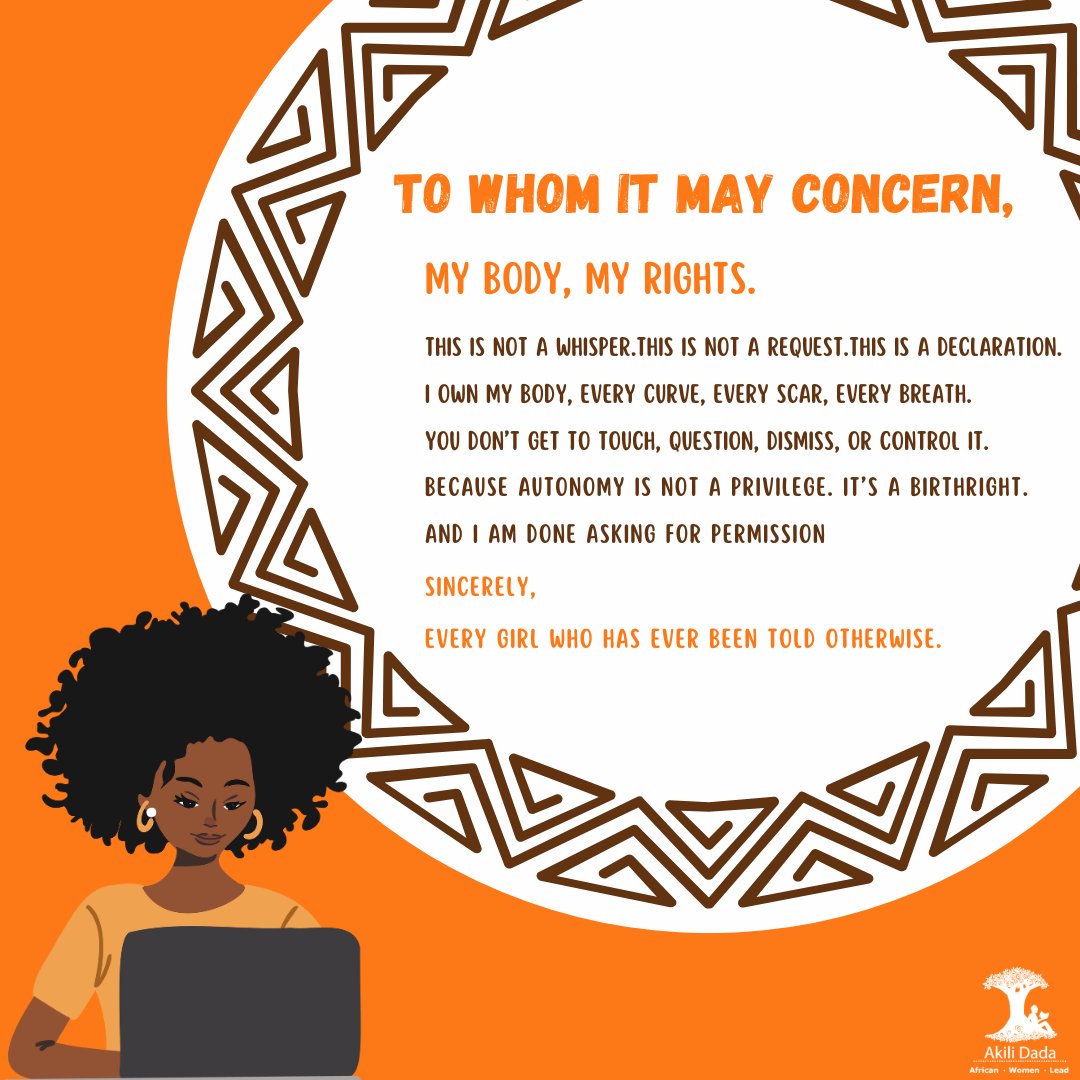 We’re not asking.
We’re declaring.
❌ No more shame.
❌ No more silence.
❌ No more stolen lives.

My body is mine.
#MyBodyMyRights #StopFemicideKE