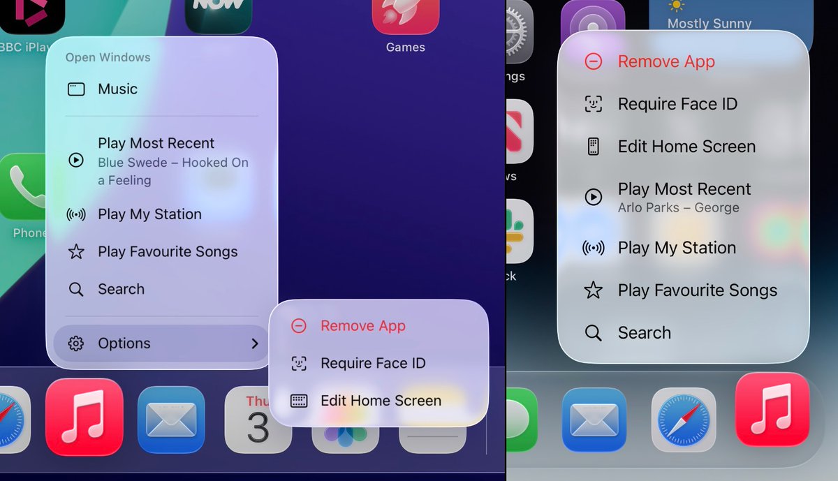 I just noticed that on iPad, the app shortcut menu organises the system controls into an 'Options' submenu. Hopefully, they bring that to the phone too.
