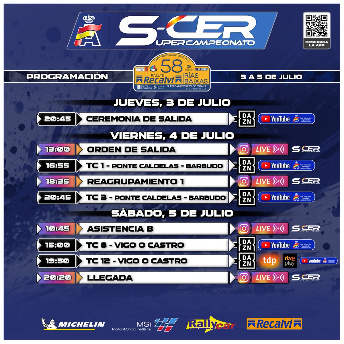 📺 Programación 58 <a href="/RallyeVigo/">Rallye Rías Baixas</a> 

🗓 3-5 de julio

#SuperCER 🇪🇸