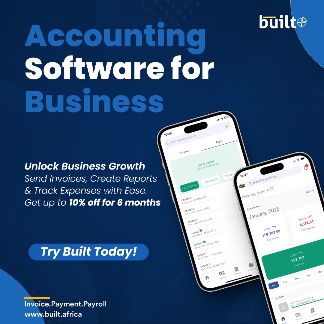 built_africa's tweet image. Accelerate your business growth with the power of smart accounting.
Sign up now and enjoy up to 10% off for 6 months on our all-in-one business software.
Start saving, start growing: built.africa/gh/welcome

#BuiltFinancialTechnologies #SMEtools #BusinessGrowth #Accounting