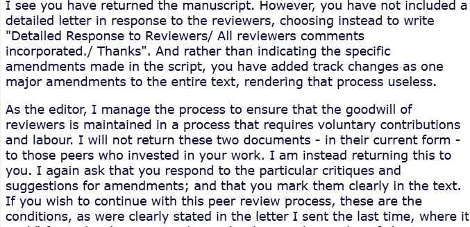 DZBelluigi's tweet image. Journal editing is a joy..
except rare non-chalant authors, dismissive of peeers' constructive feedback & editors' investment in finding appropr reviewers, dealing w inevitable, understandable refusals to review, securing & reminding those committed.
Moaning into the X void.