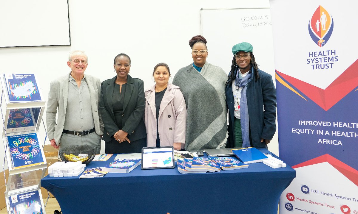 HST's Interim CEO Prof Salome Maswime and Programme Managers Rakshika Bhana and Noluthando Ndlovu with Prof Eric Buch and Matome Mokganya at the University of Pretoria’s School of Health Systems and Public Health’s Research Day.

#HST #UP #publichealth #researchday
