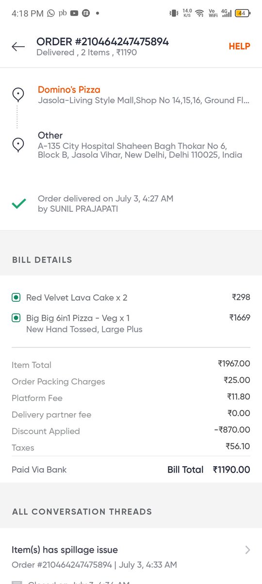 KhanZaidal's tweet photo. @SwiggyCares @dominos @Swiggy Please check https://t.co/bn3PJh3W0i