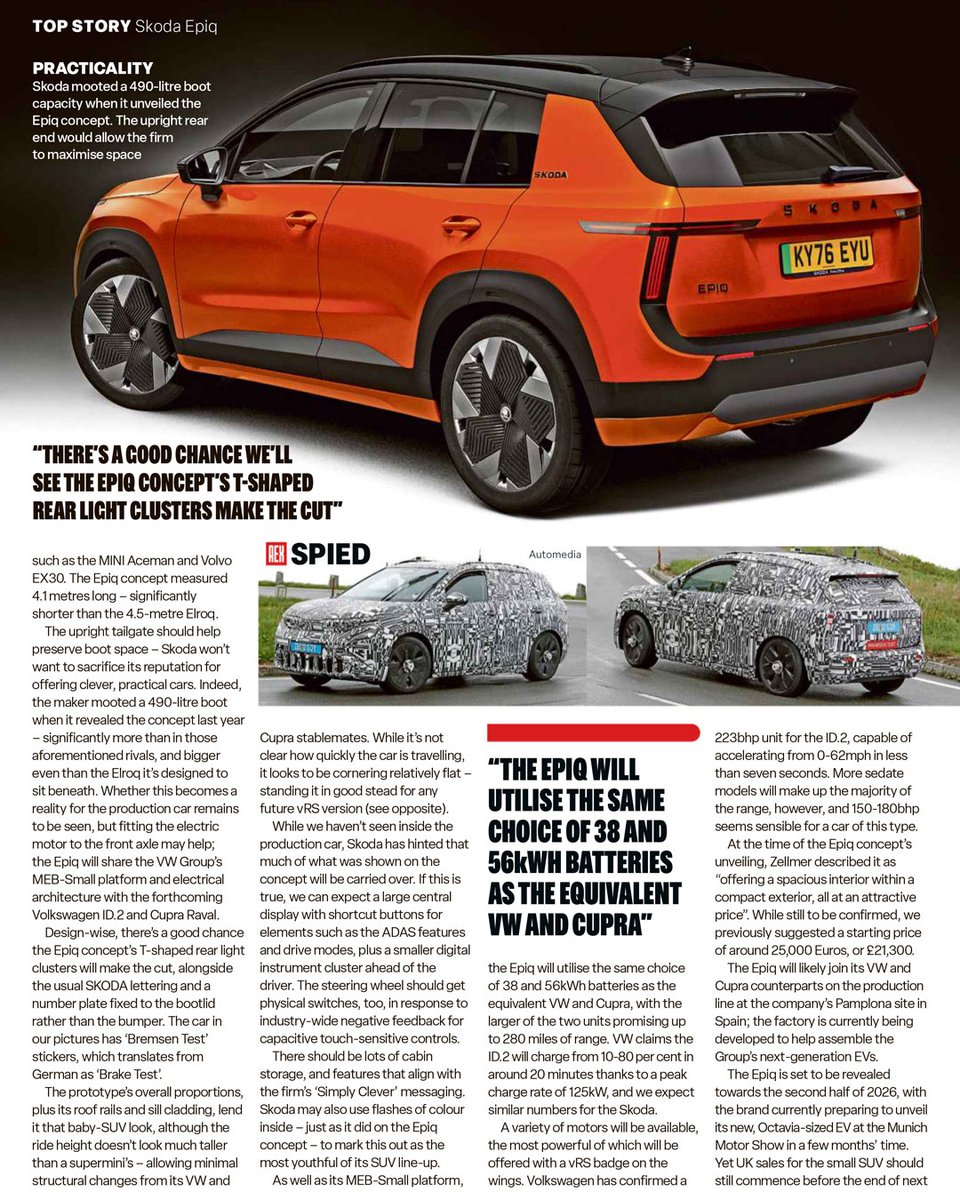 avarvarii_cars's tweet photo. Meet the new Škoda Epiq: a compact EV SUV launching in 2026 with bold design, up to 450km range, and prices from €25,000. Our exclusive 90% accurate renders reveal its ‘Modern Solid’ style. A rival to the MINI Aceman & Volvo EX30.
#Skoda #SkodaEpiq #FutureCars20 #Avarvarii https://t.co/OSNiRjQu8b
