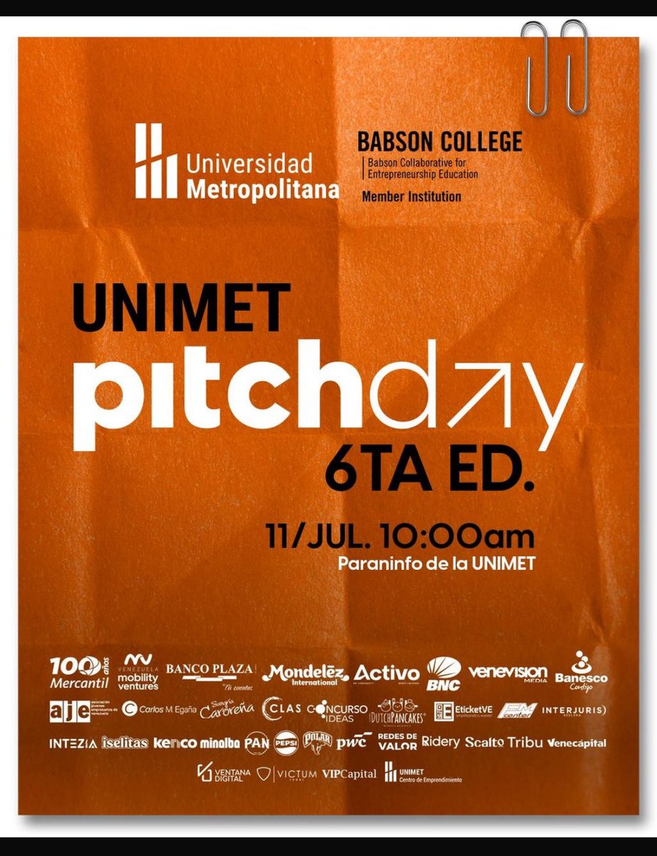 El próximo viernes 11 de julio a las 10am en el Paraninfo de la <a href="/Unimet/">Unimet</a>, tendremos nuestra 6ta edición del Unimet Pitcher Day (nuestra competencia trimestral de emprendimiento). 
Todos cordialmente invitados.