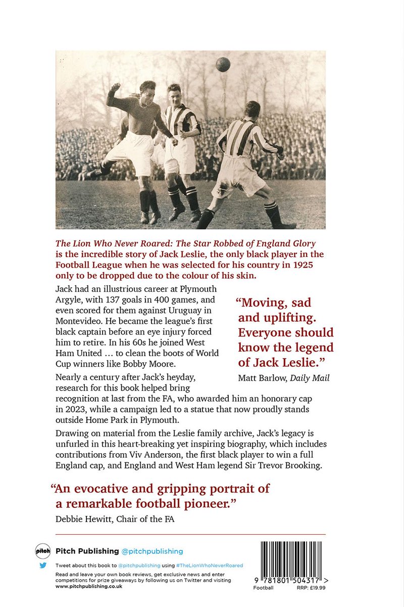 One for Cornish Greens fans... hark back to a time when <a href="/Argyle/">Plymouth Argyle FC</a> had some power over players, were blessed with internationals and one who should have been... Jack Leslie.

This Sat 5th July, 1pm <a href="/PenzanceLitfest/">Penzance Litfest</a>  pzlitfest.co.uk/event-detail?r…

#pafc #penzance #england #theFA #football