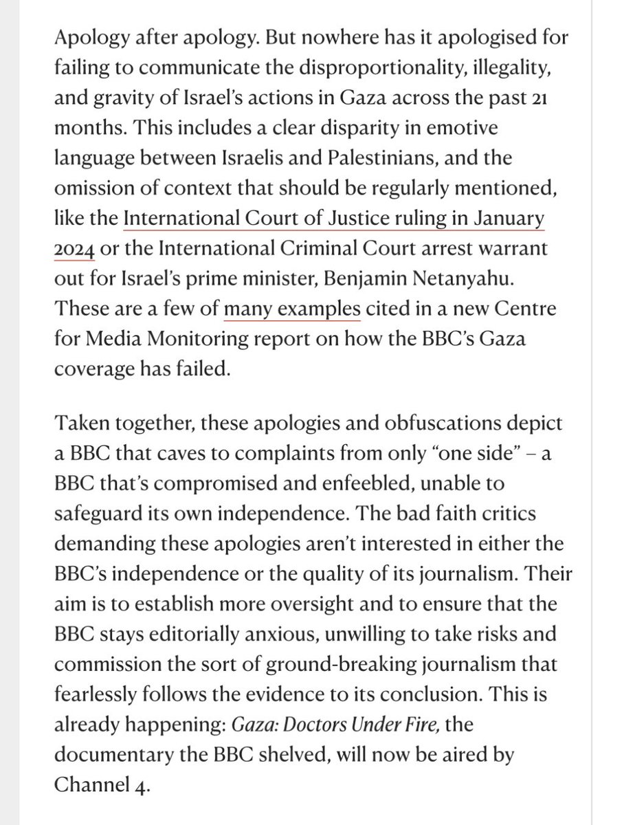 Karishma (@karishmapatel99) on Twitter photo I’m tired of <a href="/BBCNews/">BBC News (UK)</a> caving to complaints from only “one side” - at a time when it desperately needs to safeguard its independence. It’s made for a BBC that’s enfeebled & editorially anxious, unwilling to air work like #GazaDoctorsUnderAttack. Read my latest in <a href="/NewStatesman/">The New Statesman</a>. I’m tired of <a href="/BBCNews/">BBC News (UK)</a> caving to complaints from only “one side” - at a time when it desperately needs to safeguard its independence. It’s made for a BBC that’s enfeebled & editorially anxious, unwilling to air work like #GazaDoctorsUnderAttack. Read my latest in <a href="/NewStatesman/">The New Statesman</a>.