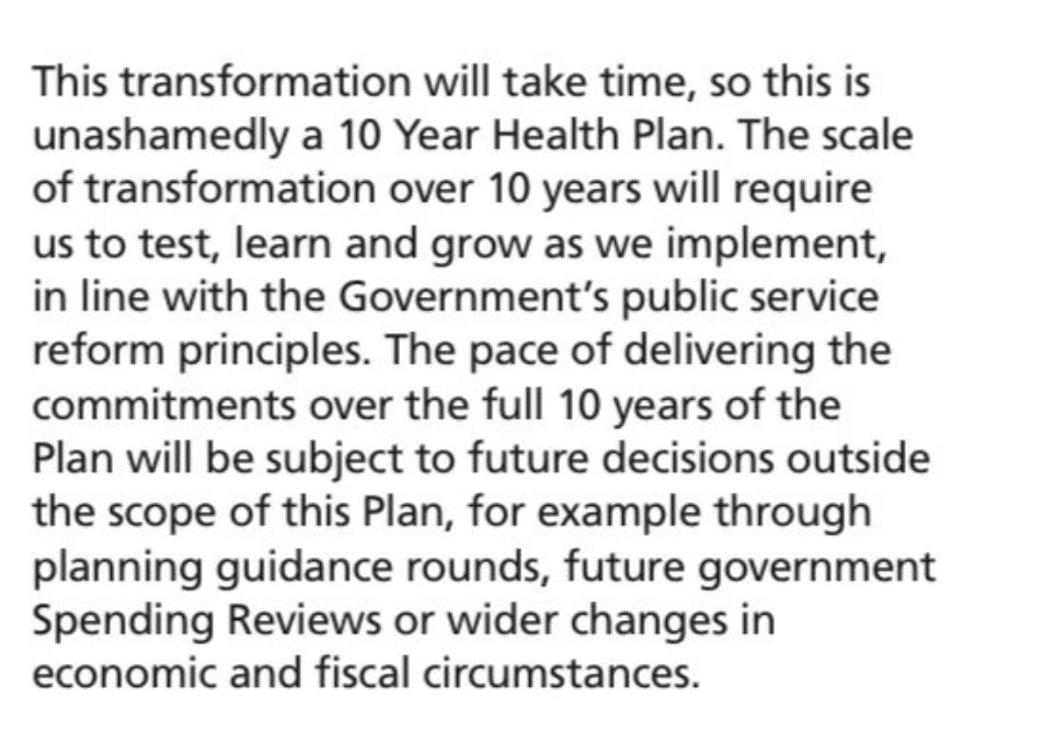 10 year plan for change in NHS only works and is delivered if Labour win next election