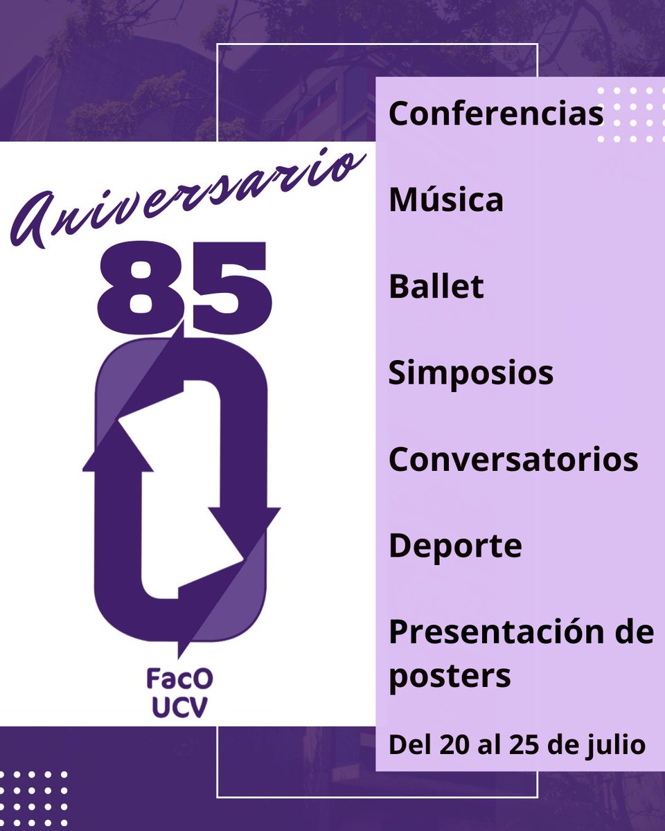 Nuestra Facultad arriba a 85 años de fundada y queremos celebrarlo contigo.

#UCV #Odontología #Venezuela #85Años