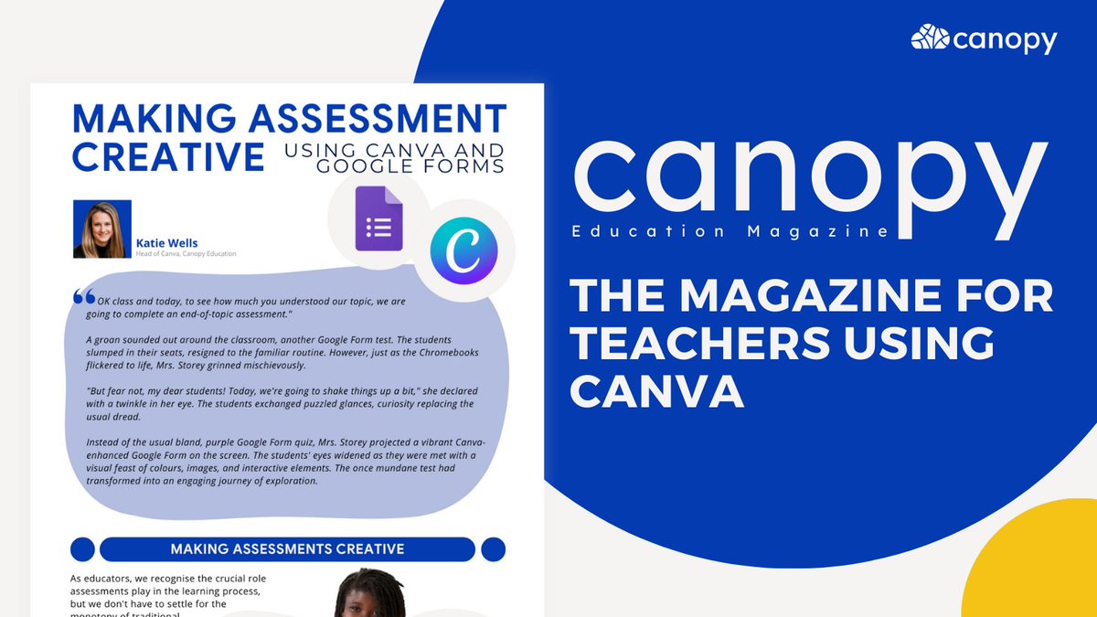 Canopy (@canopycic) on Twitter photo 🎉 Teachers, transform your assessments!
<a href="/misskwells/">Katie Wells</a> shows you how to ditch monotonous tests and create engaging, visually appealing Google Forms with <a href="/canva/">Canva</a> in the Canopy Education Magazine! 👉 account.canopy.education/magazine
<a href="/CanvaEdu/">Canva Education</a> #CanvaEdu 🎉 Teachers, transform your assessments!
<a href="/misskwells/">Katie Wells</a> shows you how to ditch monotonous tests and create engaging, visually appealing Google Forms with <a href="/canva/">Canva</a> in the Canopy Education Magazine! 👉 account.canopy.education/magazine
<a href="/CanvaEdu/">Canva Education</a> #CanvaEdu
