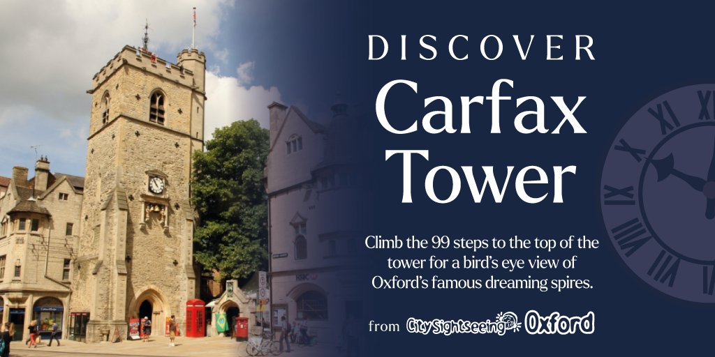 City Sightseeing Oxford (@oxfordopentop) on Twitter photo Looking for the best view in Oxford? 🏙️ 
Climb the 99 historic steps of Carfax Tower and discover breathtaking panoramic views of Oxford. Keep an ear out for the iconic Quarterboys - striking the bells every 15 minutes. 
👉citysightseeingoxford.com/carfax-tower/ Looking for the best view in Oxford? 🏙️ 
Climb the 99 historic steps of Carfax Tower and discover breathtaking panoramic views of Oxford. Keep an ear out for the iconic Quarterboys - striking the bells every 15 minutes. 
👉citysightseeingoxford.com/carfax-tower/
